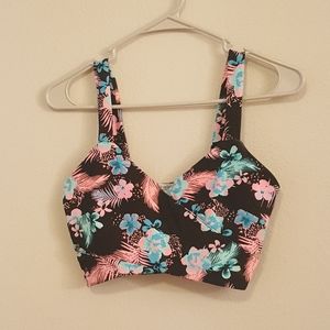 Black Tropical Crop Top